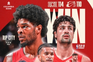 锁定西部第七！开拓者赢球海报：首发五人组一起登上封面