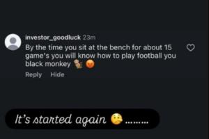 塞梅尼奥遭种族歧视辱骂：你这黑猴子，替补15场就知道怎么踢球了