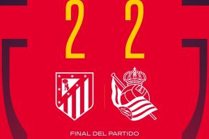 90分钟战报-马竞2-2皇家社会 巴雷内切亚14秒闪击阿尔瓦雷斯扳平