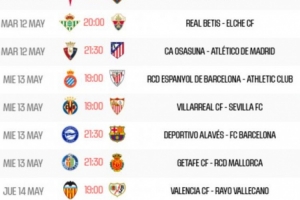 西甲第36轮赛程：巴萨5月14日客战阿拉维斯 皇马15日主战奥维耶多